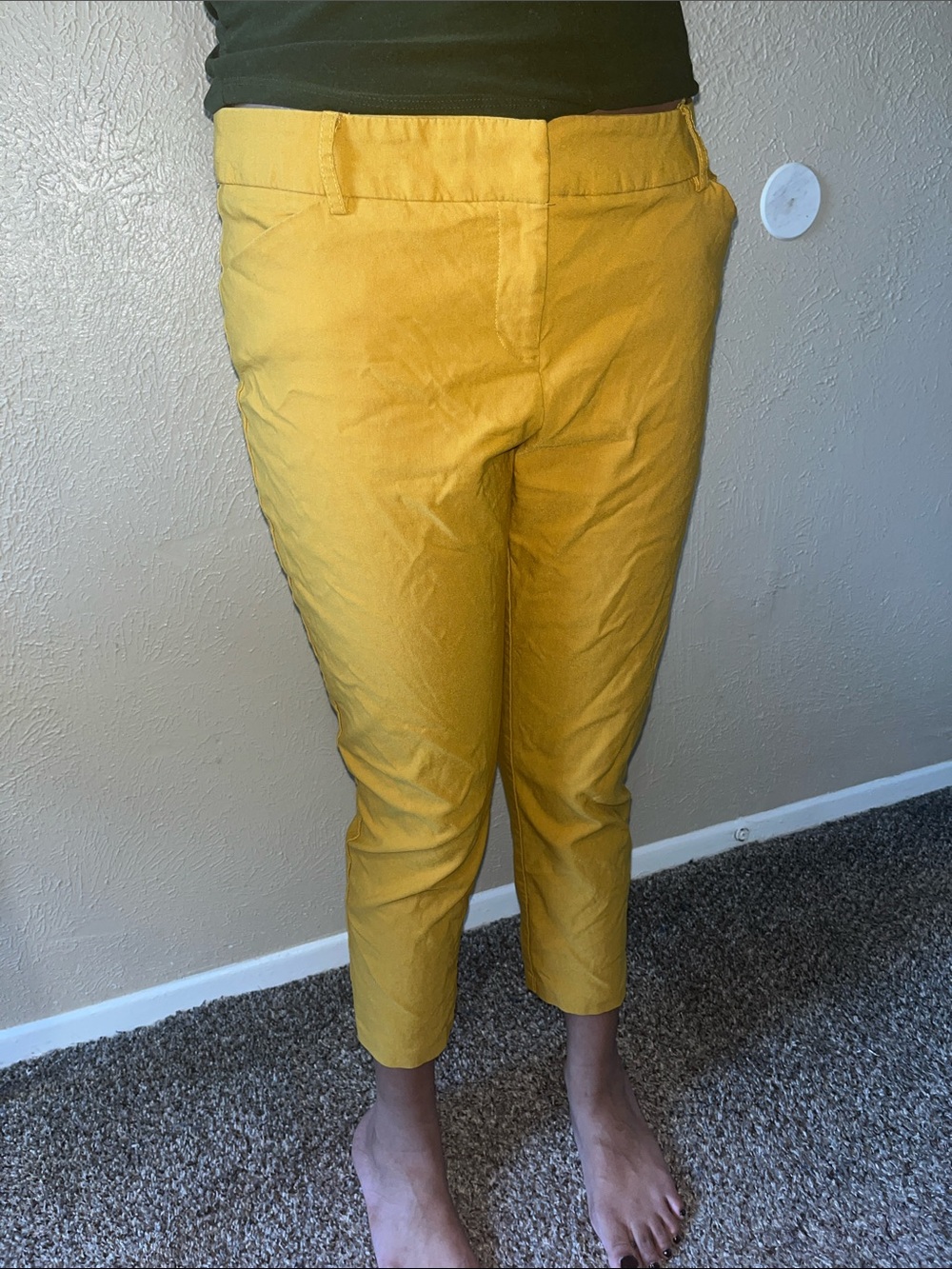 Cropped Mustard Yellow Women's Pants